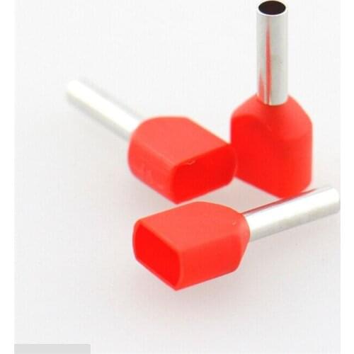 200pcs 10 AWG 6.0mm2 Double Entry Cord End Terminals Twin Insulated Bootlace Ferrules TE6014