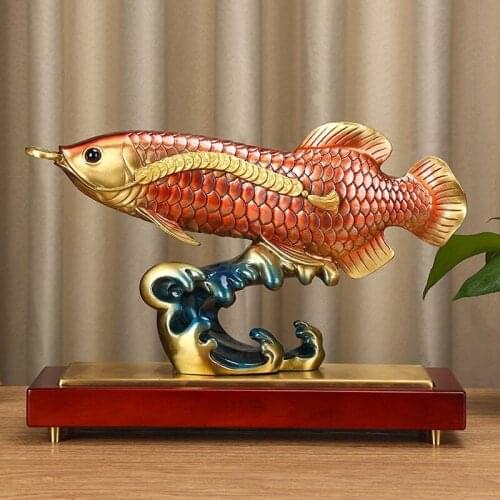 2021 high grade Good luck Dragon golden Fish Wealth Arowana HOME OFFICE BAR CLUB decoration bring wealth money bronze Sculpture