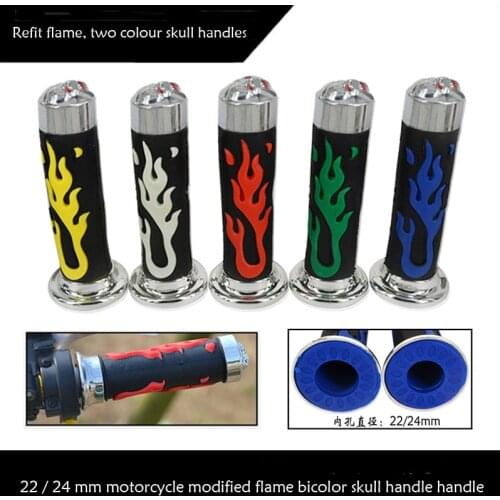 5 colors 22/24mm Universal Fire Model Skull Colorful Skeleton Rubber Motorcycle Handle Bar Grips Scooter Handlebar For Honda