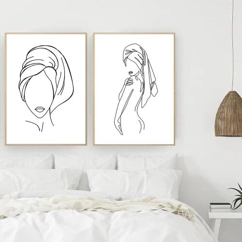 Abstract Beauty Women Poster Figure Line Drawing Art Print Black And White Canvas Painting Minimalist Pictures Living Room Decor