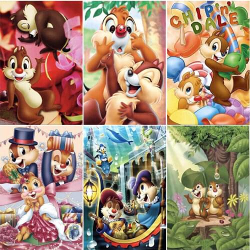 Disney Chip 'n' Dale Diamond Painting Cartoon Squirrel Full Square/Round Diamond Mosaic Childrens Room Decor Handwork