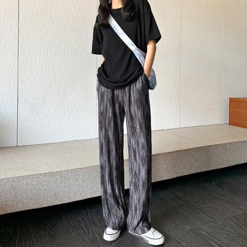 Full Length Pants Women Y2k Pleated Summer Soft High Waisted All-match Chic Ladies Trousers Vintage Leisure Femme calça feminina