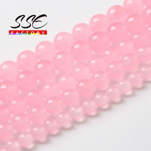 Natural Light Pink Jades Beads Stone Round Loose Beads DIY Bracelet Accessories For Jewelry Making 6 8 10 12 14mm 15'' Wholesale