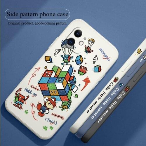 Monster Cube Phone Case For iPhone 12 Pro Max Mini 11 Pro Max X XS XR XSMAX SE2020 8 8Plus 7 7Plus 6 6S Plus Lambskin Cover