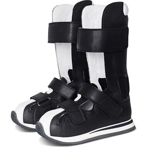 Kids Shoes Children Genuine Leather Orthopedic Footwear Baby Boys Girls Therapy Black Corrective Sandals For Cerebral Palsy Feet