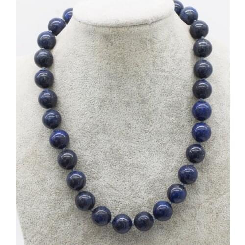 Blue lapis lazuli round 14mm necklace 18inch FPPJ wholesale beads nature FPPJ