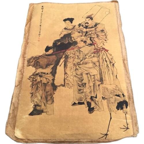 Chinese Old Scroll Ren Bonians Figure Painting Rice Paper Painting Slice