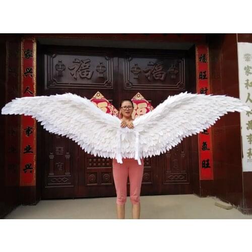 Cosplay free shipping Pure White large wing feathers T-stage model catwalk shows wing props party performance shows props cos
