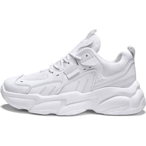 Low-top Round Toe Thick Bottom Mens Casual Shoes Outdoor Breathable Non-slip Sports Running Shoes Lightweight Shock Absorption