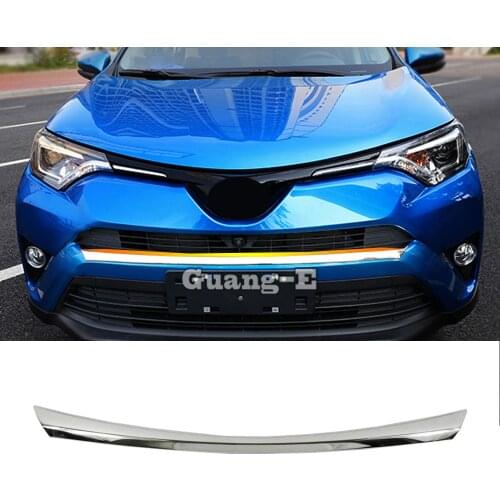 Car styling body cover Bumper engine ABS Chrome trims Front Grid Grill Grille moulding edge 1pcs For Toyota RAV4 2016 2017 2018