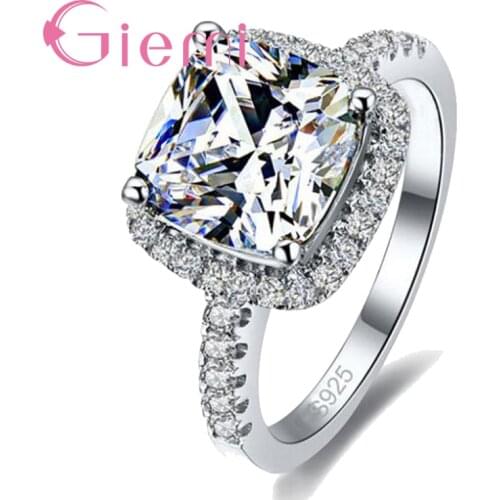 Trendy Fashion Wedding Rings for Women Cubic Zirconia Engagement Ring Female 925 Sterling Silver Finger Rings