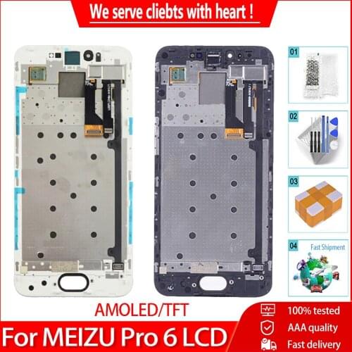 5.2" AMOLED Display Module For MEIZU Pro 6 LCD Touch Screen With Frame Digitizer Replacement For MEIZU Pro 6 M570M M570H TFT LCD