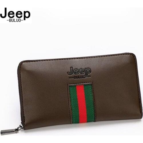JEEP BULUO Fashion Long Wallet Top Quality PU Leather Card Men Coin Purse Unisex Holder PORTFOLIO Male Clutch Pocket