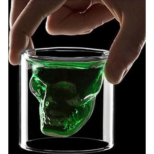 Novelty Cups 25ml-250ml Double Wall Skull Skeleton Whisky Bar wine glasses Glass Cup Crystal Skull Head Vodka Shot Wine Glass