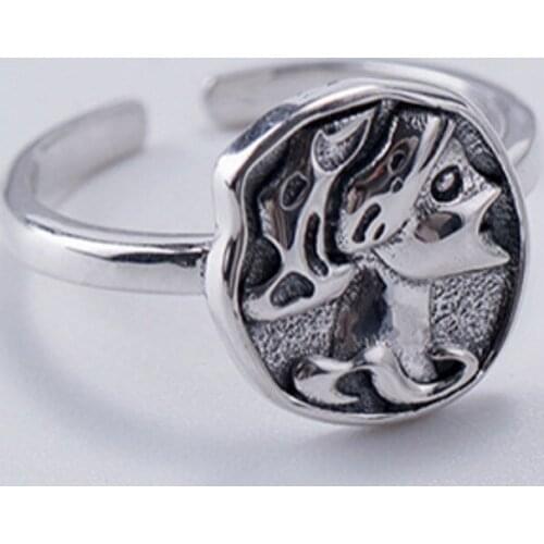 BOCAI New real pure s925 silver jewelry retro embossed queen opening ring female fashionable and simple design woman ring