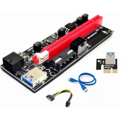 New PCI-E pcie Riser 009 Express 1X 4x 8x 16x Extender PCI E USB Riser 009S GPU Dual 6Pin Adapter Card SATA 15pin for BTC Miner