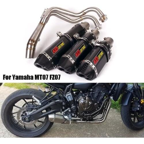 Full Exhaust System Muffler Pipe 51mm Slip On Front Header Middle Link Tube For Yamaha MT07 FZ07 Motorcycle
