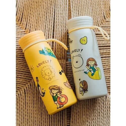 Portable Vacuum Flask Travel Mug Coffee Girls Cute Kids Kawaii Mini Thermos Cup Water Bottle Garrafa Termica Drinkware DF50BW