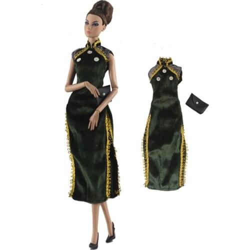 Handmade 1/6 Chinese Cheongsam Vintage Dress 30cm Doll Clothes For Barbie Doll Accessories Toy