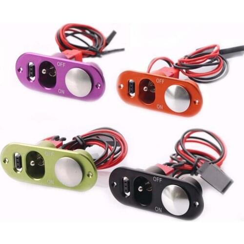 CNC Aluminum Alloy Heavy Duty Single Power Switch Witch Futaba JR Cable For RC Airplane Models black green red purple colour