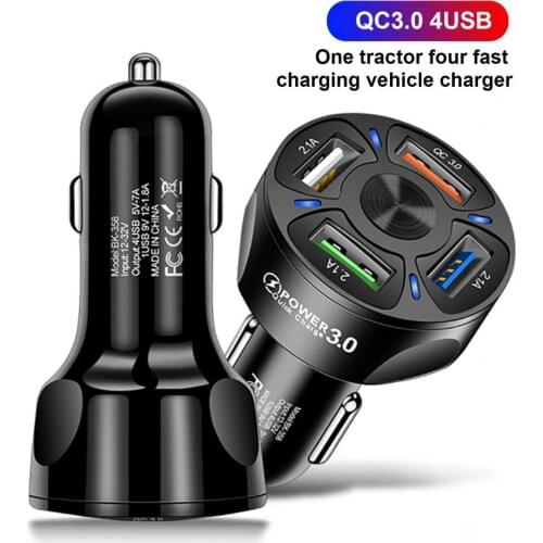 Portable Universal 4 USB Ports QC3.0 Stable Charging Car Phone Quick Charger Adapter Auto Fast Charger For iPhone 11 Xiaomi