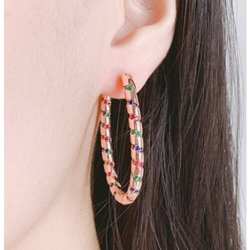 Zlxgirl jewelry metal colorful zirconia stud wedding earrings jewelry fashion womens bridal stud brincos piercings