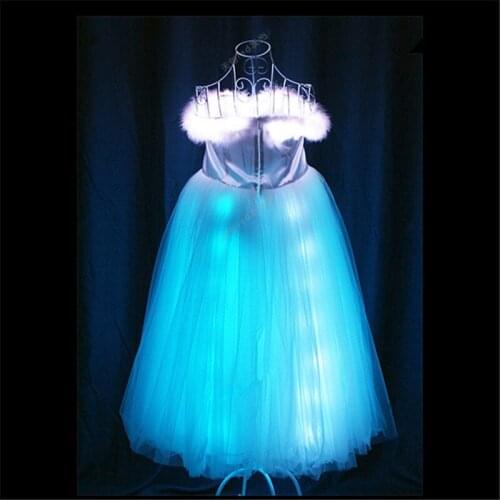 TC-170 Programmable Ballroom dance women dresses led light costumes skirt RGB clothe bar catwalk party singer wears performance