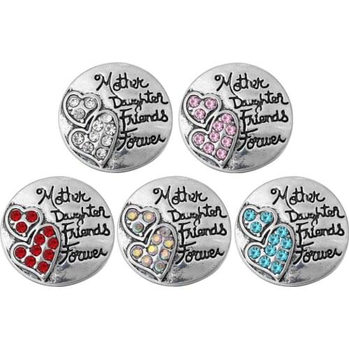 10pcs/lot 2019 Family Snap Jewelry Mother Daughter Friends Forever Love Heart 18MM Snap Buttons for Snap Bracelet For Women
