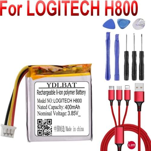 100% NEW AHB472625PST Battery Replacement for LOGITECH H800 LOGITECHH800 Earphone Headphone battery +USB cable+toolkit