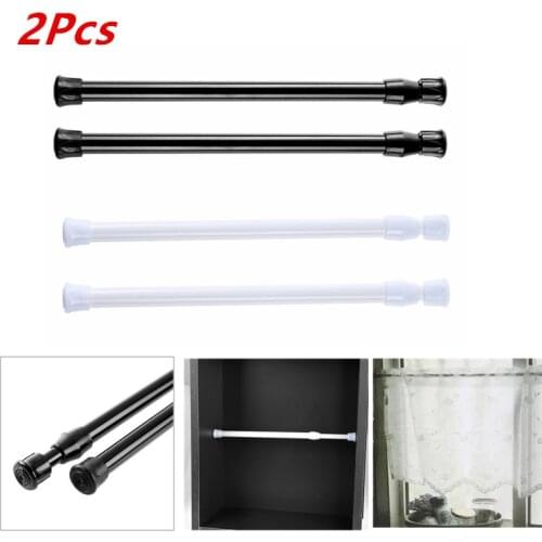 2 Spring Tension Rods Durable Metal Shower Curtain Rod Extensible Spring Loaded Closet Window Curtains Pole Bathroom Accessories