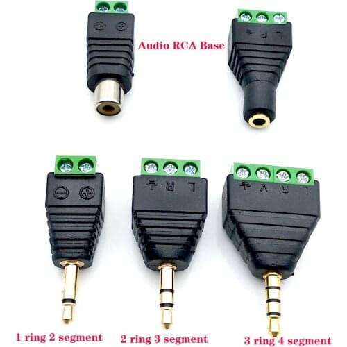 2pcs 3.5mm Jack Headphone Plug 3 Pole/4 Pole Stereo Solderless Connector Audio Head To Terminal DIY Plug