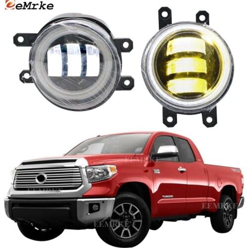 2-Pcs Angel Eye LED DRL Daylight Anti Fog Lights for Toyota Tundra 2014-2016 2017 2018 2019 2020 Foglight Lamp Car Accessories