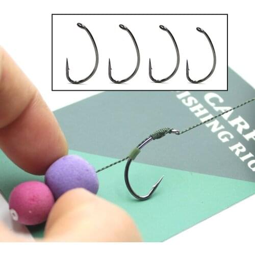 20pcs Carp Fishing Hooks Black NicKel Coating Carp Fishing Accessories For Carp Feeder Fishhook Kruve Shank Hook Carp Tackle