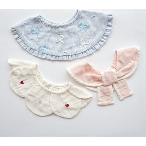 3Pcs Summer Thin Cotton Gauze Bib Round Petal Infant Baby Bib Absorbent Four-layer Gauze Drooling Saliva Towel Baby Supplies