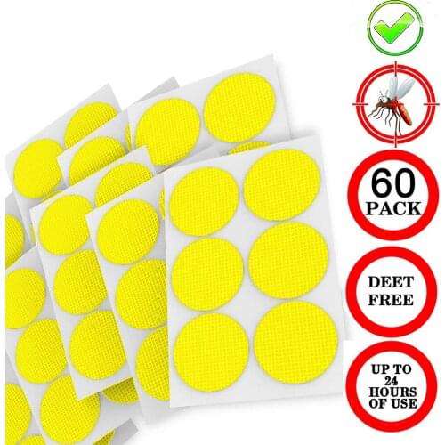 60PCS Mosquito Repellent Killer Sticker Natural Patches Resealable Non-Toxic 24-Hour Protection Patch For Skin Clothes Way