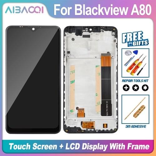 New Original Touch Screen+ LCD Display+Frame Assembly Replacement For Blackview A80 Phone