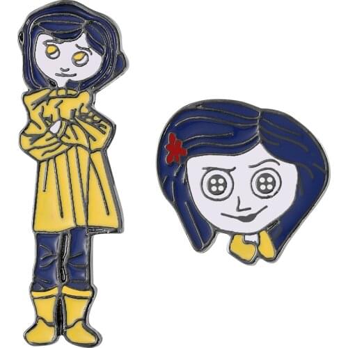 Halloween accessory Coraline Enamel Pins Cartoon BeldamMother Wybie Badge