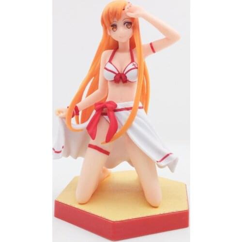 Anime SAO Sword Art Online Squatting Bikini Asuna Yuuki PVC action figure collection model toys gifts