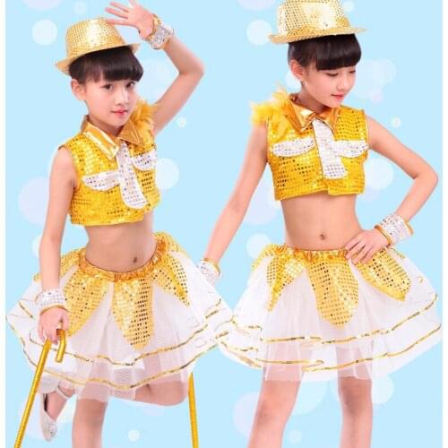 Boy and Girl Jazz dance Shining Clothes Children Dance Costume Jazz Wear Kids Hip-hop Competitions Performance Stage Clothing