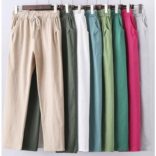Summer Womens Pants Linen Sweatpants Casual Cargo/baggy Pants WomenHarem Sports Pants For Women Trousers Plus Size Women Pants