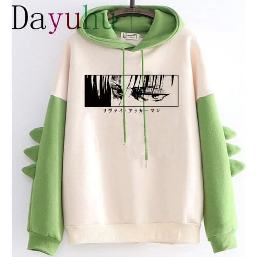 Harajuku Attack on Titan Levi Funny Anime Hoodies Men Unisex Titan Attack Shingeki No Kyojin Sweatshirt Streetwear Hoody Green
