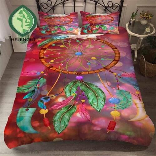HELENGILI 3D Bedding Set Dreamcatcher Print Duvet Cover Set Lifelike Bedclothes with Pillowcase Bed Set Home Textiles #BWM-10