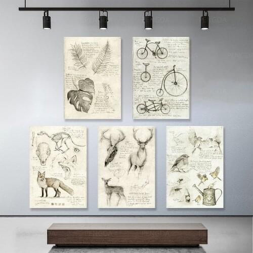 Animal Bicycle Structure Analysis Home Decor Canvas Wall Art Painting Pictures Printing Modular Artwork Poster For Living Room