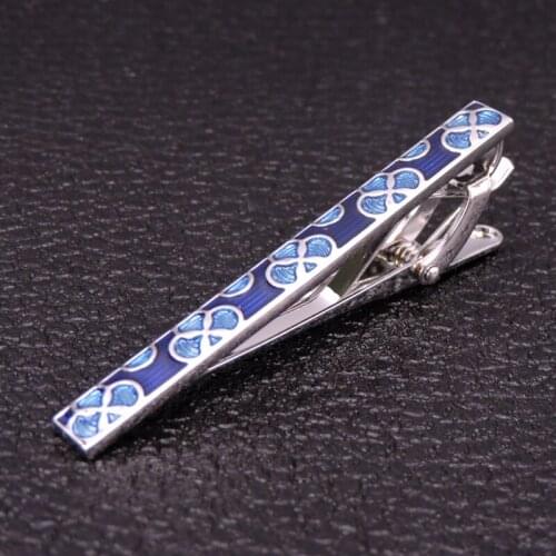 HYX Classic Silvery Tie Clips for Men High Quality Enamel Engrave Pattern Necktie Tie Bar Clasp Tie Clip Black Brand Jewelry