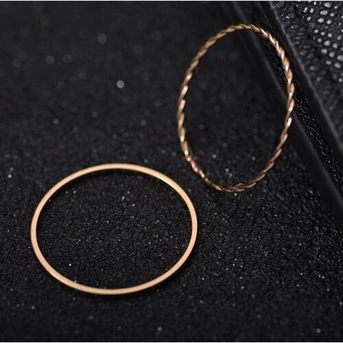 2PCS Rings Fashion Wedding Engagement Finger Ring Set Vintage Gold Rings Jewelry Korean Style Fine Tail Ring Gold