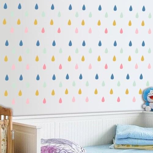 Colorful Small Raindrop Wall Stickers for Kids Room Nursery Decoration Mural Decals for Furniture Baby Room Nursery Stickers