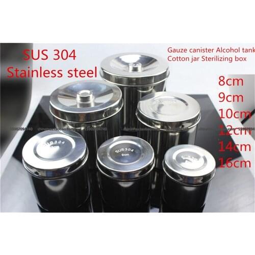 Medical SUS 304 Stainless Steel Cotton Alcohol Tank Ointment Jar Cylinder Gauze canister Cotton jar Sterilizing box Mug cover