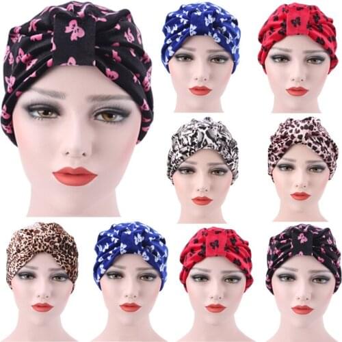Fashion Baotou hat leopard butterfly Muslim Baotou hat flannel Indian hat