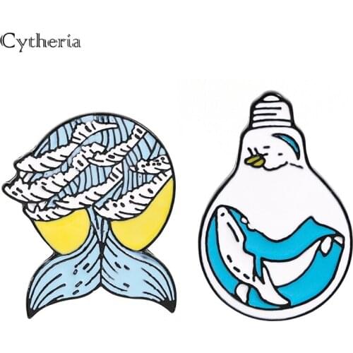 2styles Wave pin Bulb Mermaid Tail brooches Ocean Lapel pins Men women brooches Gift for Friends