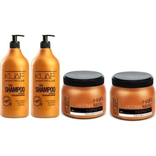 Kuaf Unsalted Shampoo 1000ml * 2 + Keratin Mask 500ml * 2 kuaf without salt for healthy hair shampoo and keratin mask gift